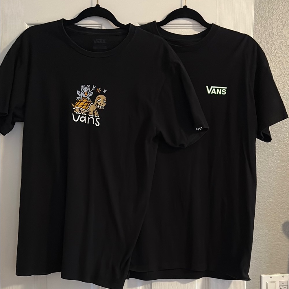 2 Vans Black Short Sleeve Tees Casual Wear
